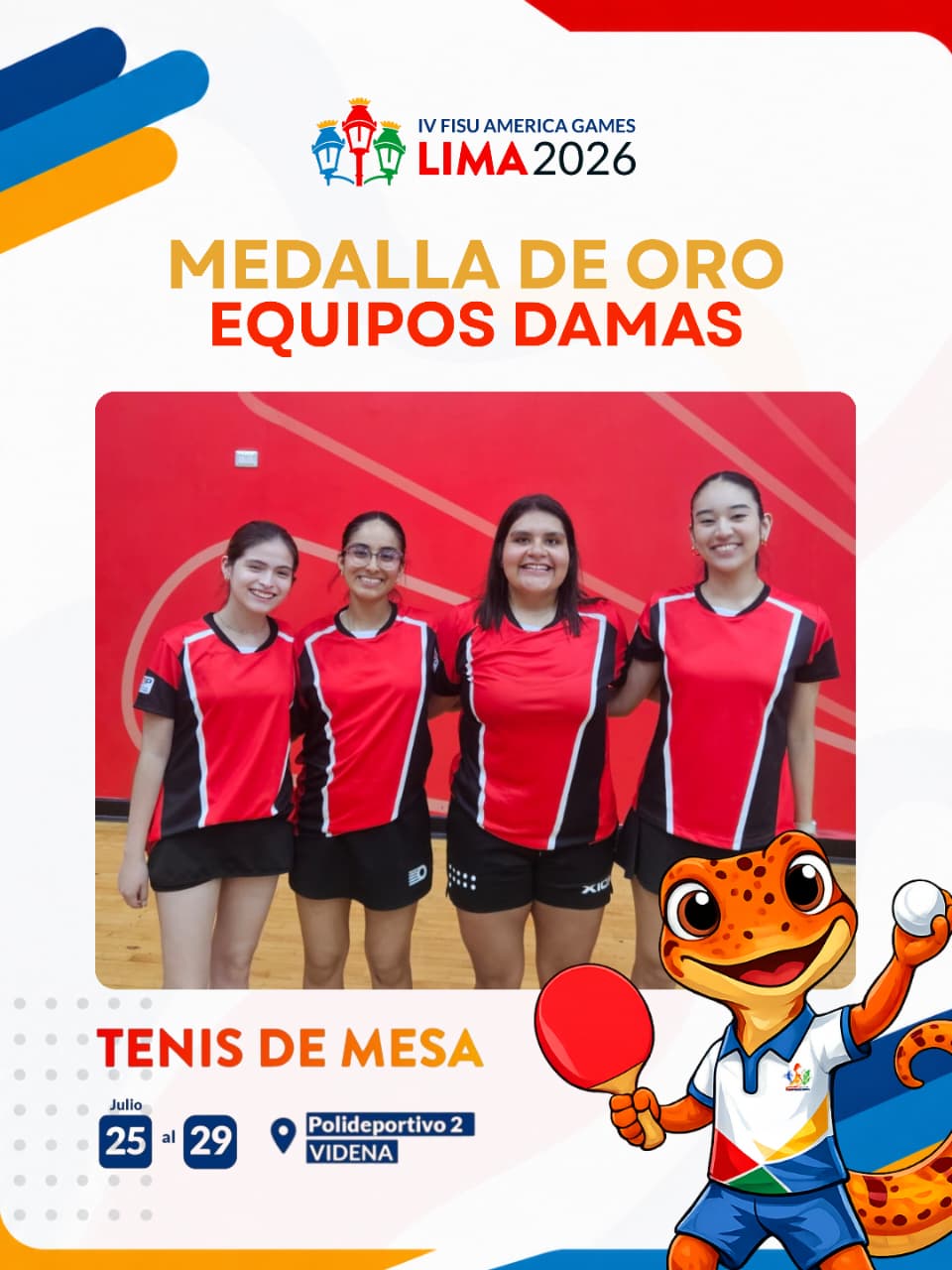 PERÚ SE CORONA CAMPEÓN EN TENIS DE MESA FEMENINO POR EQUIPOS EN LOS IV FISU AMERICA GAMES LIMA 2026